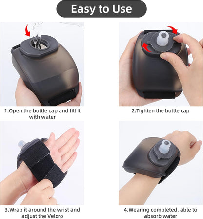 Sports Wrist Water Bottle Hand-Free Running Water Bottle,1Pc Wrist Sports Water Bottle with Adjustable Hand Strap,Portable Wrist Water Bottle,Wrist Sports Water Bottle,Wrist Running Water Bottle,White