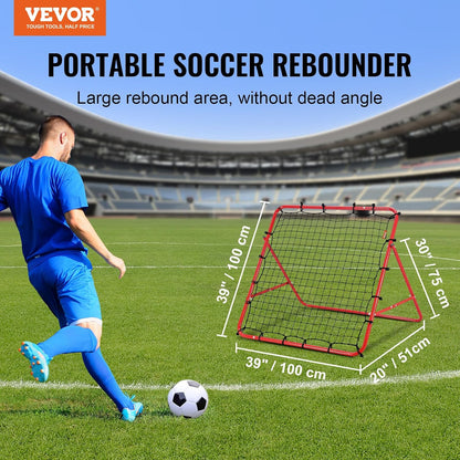 Soccer Rebounder Rebound Net, Kick-Back 100X100 Cm, Portable Football Training Gifts, Robust Goal Net, Aids & Equipment for Kids Teens & All Ages, Easy Set up & Perfect Storage