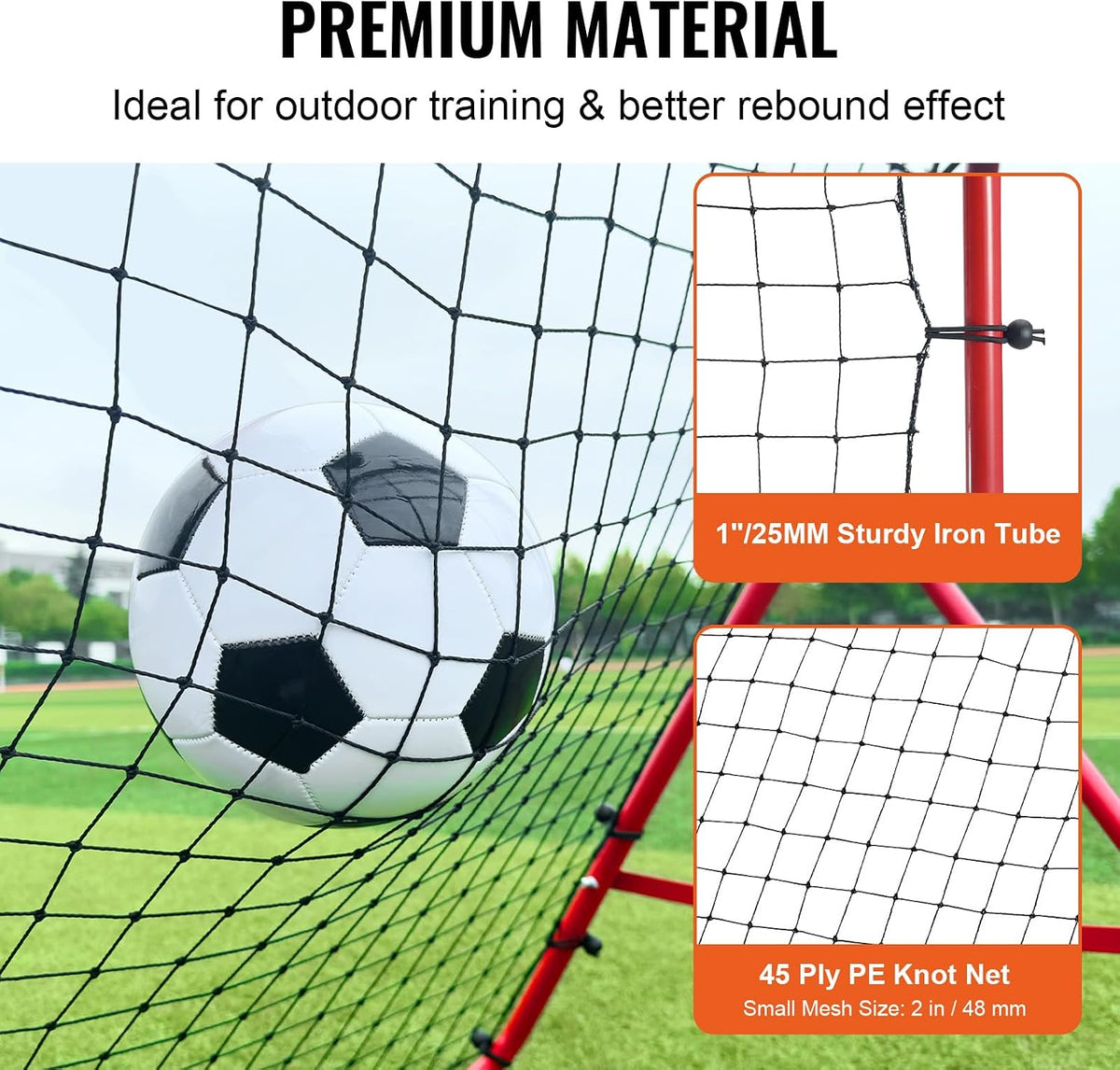 Soccer Rebounder Rebound Net, Kick-Back 100X100 Cm, Portable Football Training Gifts, Robust Goal Net, Aids & Equipment for Kids Teens & All Ages, Easy Set up & Perfect Storage