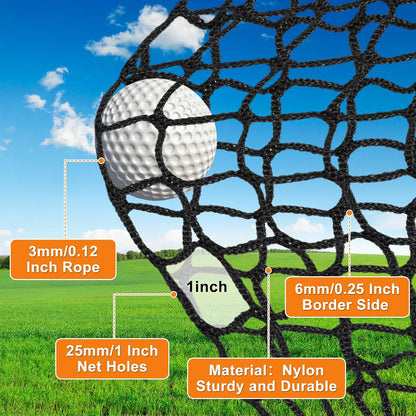 Nylon Golf Net 10/15/20/25/30/40/50Ft,Golf Practice Net with Rope and Carabiners,Durable Golf Hitting Net,Weatherproof Golf Netting,Practice Barrier Nets for Golf, Baseball, Hockey, Soccer