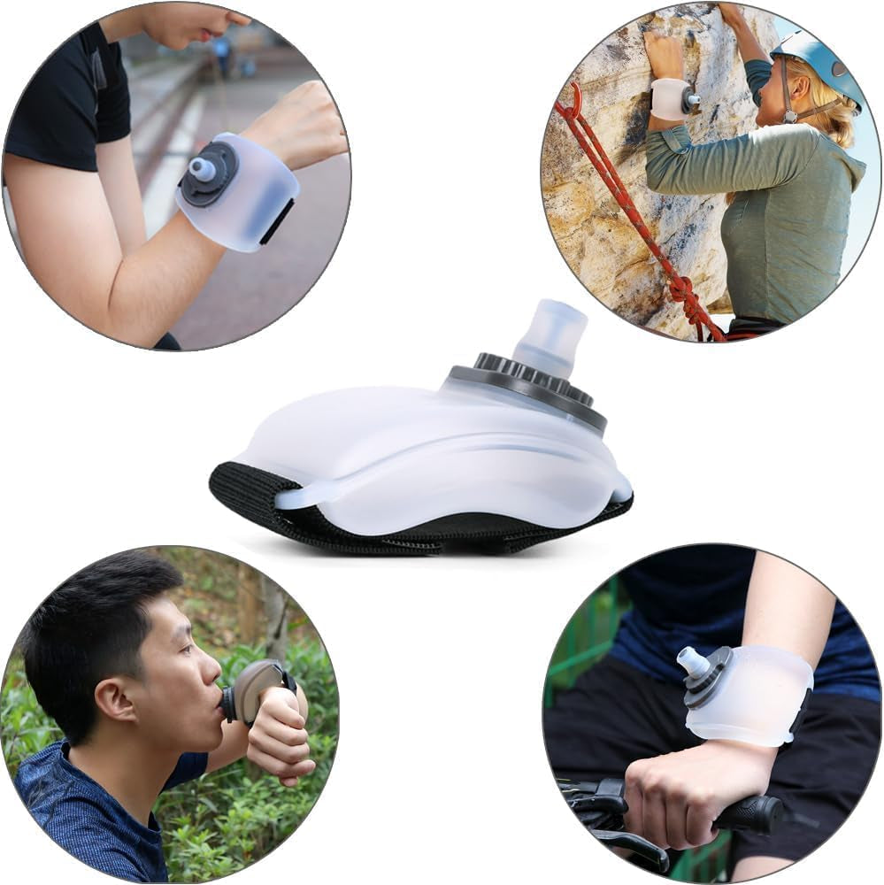 Sports Wrist Water Bottle Hand-Free Running Water Bottle,1Pc Wrist Sports Water Bottle with Adjustable Hand Strap,Portable Wrist Water Bottle,Wrist Sports Water Bottle,Wrist Running Water Bottle,White