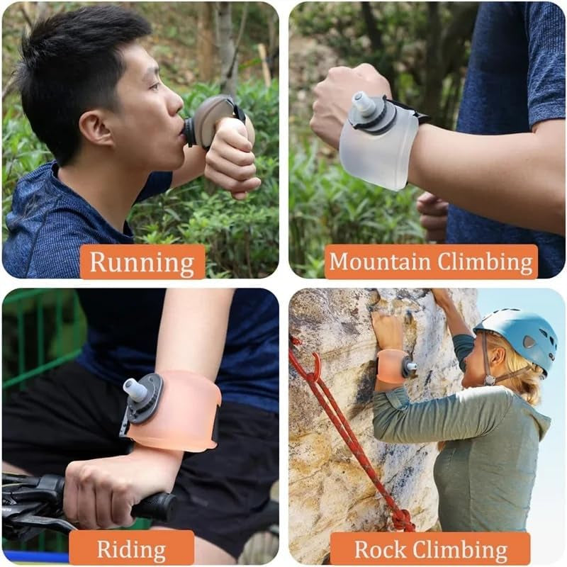 Sports Wrist Water Bottle Hand-Free Running Water Bottle,1Pc Wrist Sports Water Bottle with Adjustable Hand Strap,Portable Wrist Water Bottle,Wrist Sports Water Bottle,Wrist Running Water Bottle,White